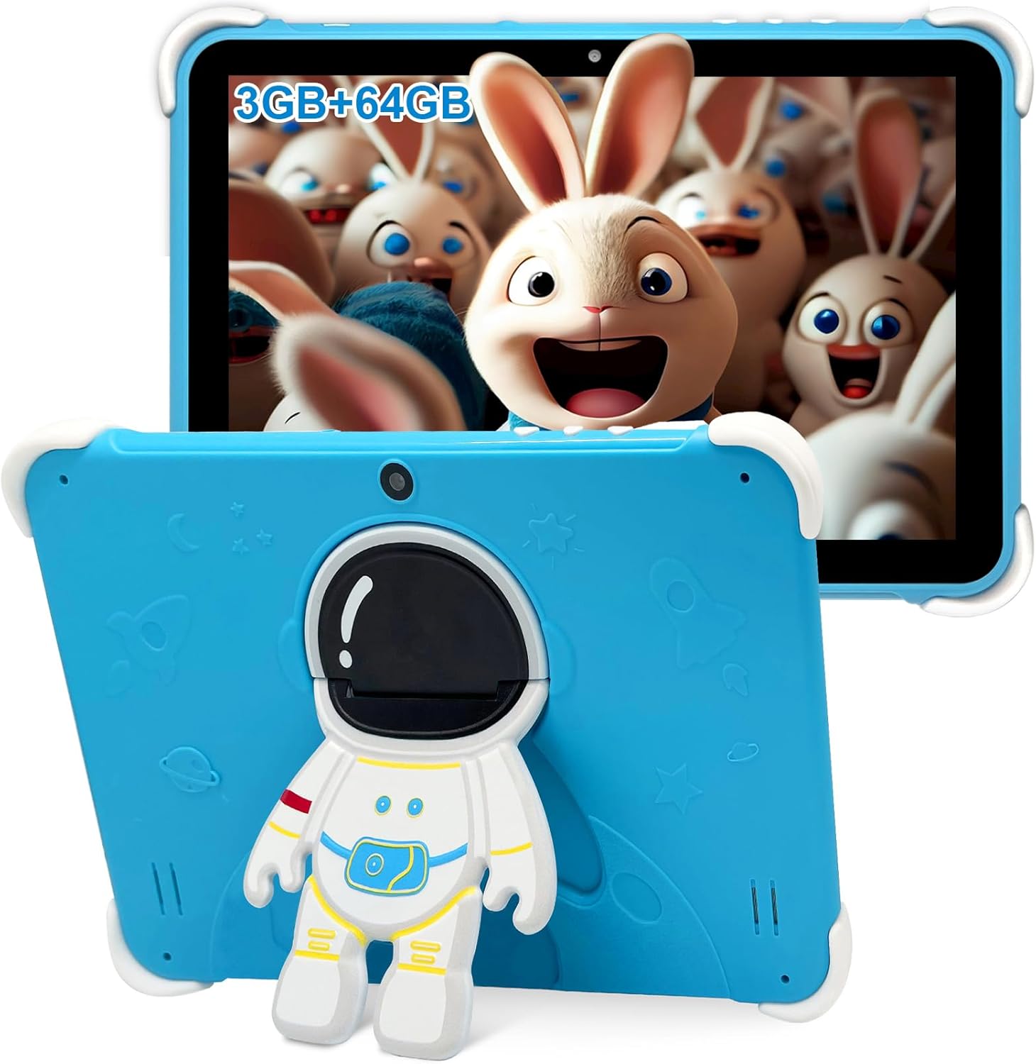 10 Inch Kids Tablet ,Android 14,3GB+64GB,8-Core CPU,2.4/5G WiFi WiFi 6,12H Battery Life,Parental Control,1280×800 HD Display,Dual Cameras,Shockproof Case,Pre-Installed Educational Apps
