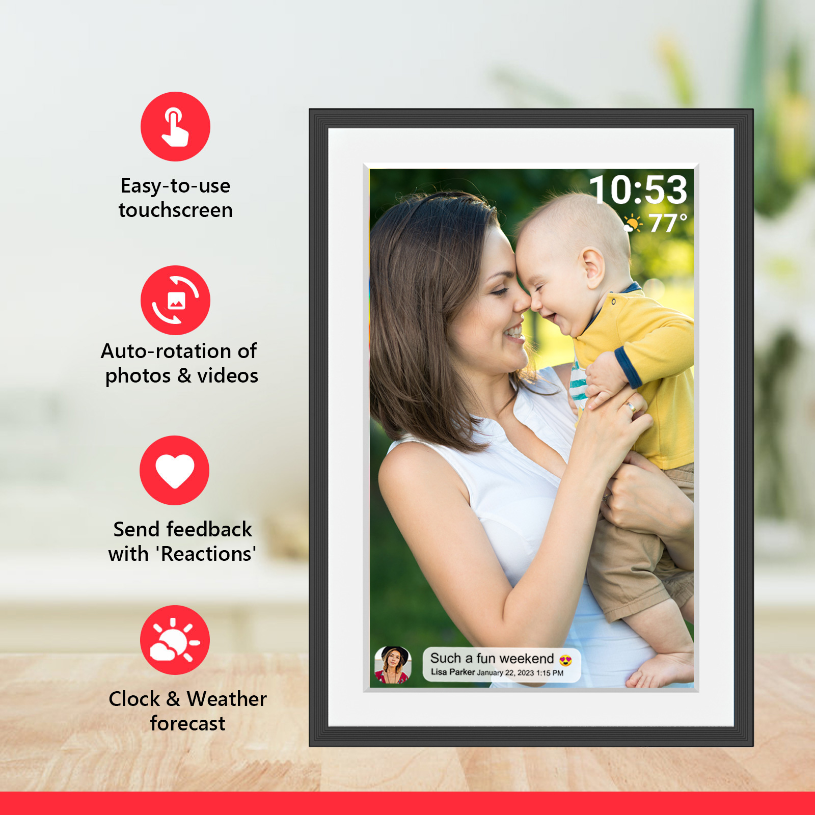 Frameo 10.1 Inch 32GB Digital Picture Frame–(Black and White), IPS HD Touch Screen, Photo Frame with Auto-Rotate Instant Share Photo/Video Sharing via Frameo App, Gift for Mom