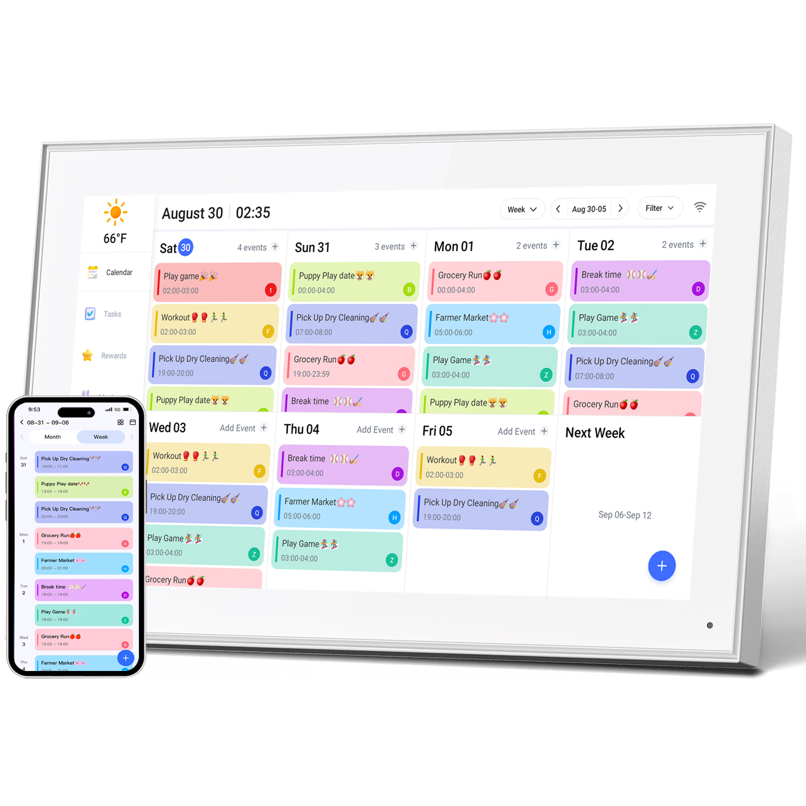 Akimart 10.1 Inch Digital Calendar, IPS HD Touch Screen Display for Family Schedules, Hearth Display Desk Smart Calendar Seamless Scheduling