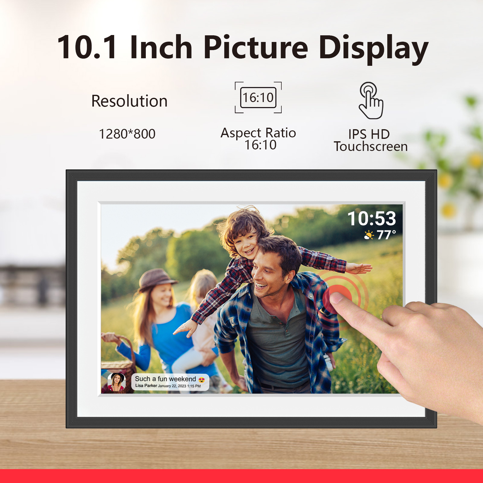Frameo 10.1 Inch 32GB Digital Picture Frame–(Black and White), IPS HD Touch Screen, Photo Frame with Auto-Rotate Instant Share Photo/Video Sharing via Frameo App, Gift for Mom