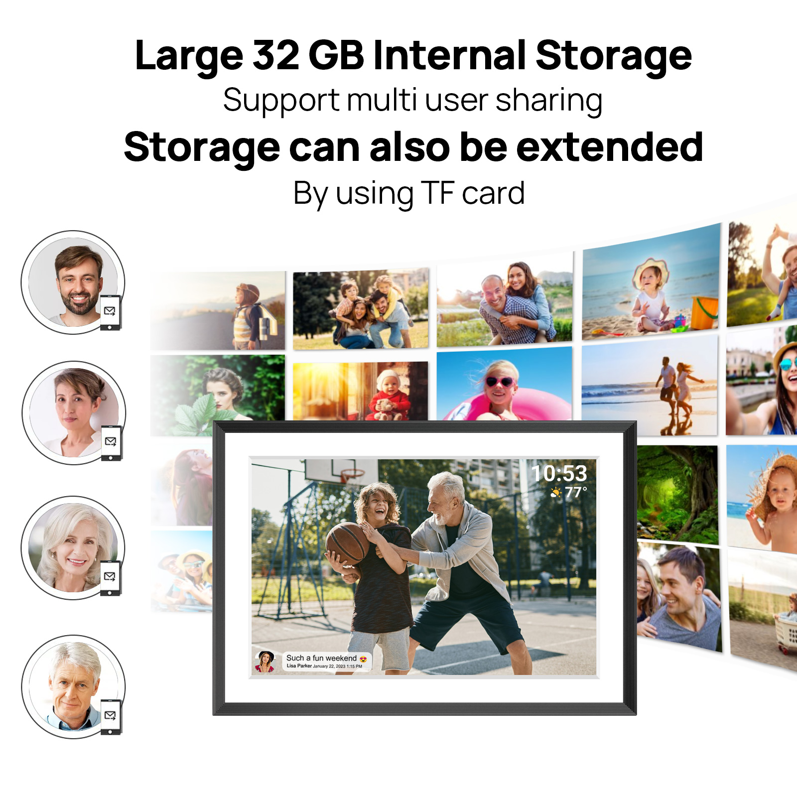 Frameo 10.1 Inch 32GB Digital Picture Frame–(Black and White), IPS HD Touch Screen, Photo Frame with Auto-Rotate Instant Share Photo/Video Sharing via Frameo App, Gift for Mom