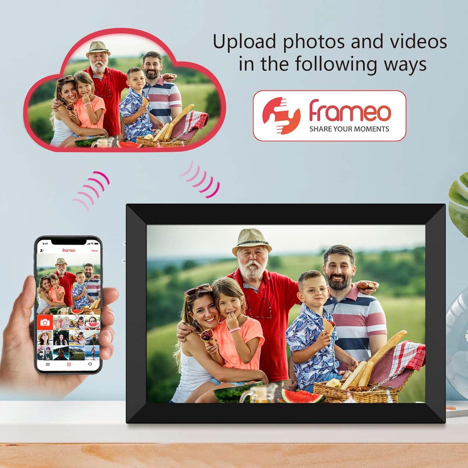 Frameo 10.1 Inch 32GB Digital Picture Frame, IPS HD Touch Screen, Photo Frame with Auto-Rotate Instant Share Photo/Video Sharing via Frameo App, Gift for Mom