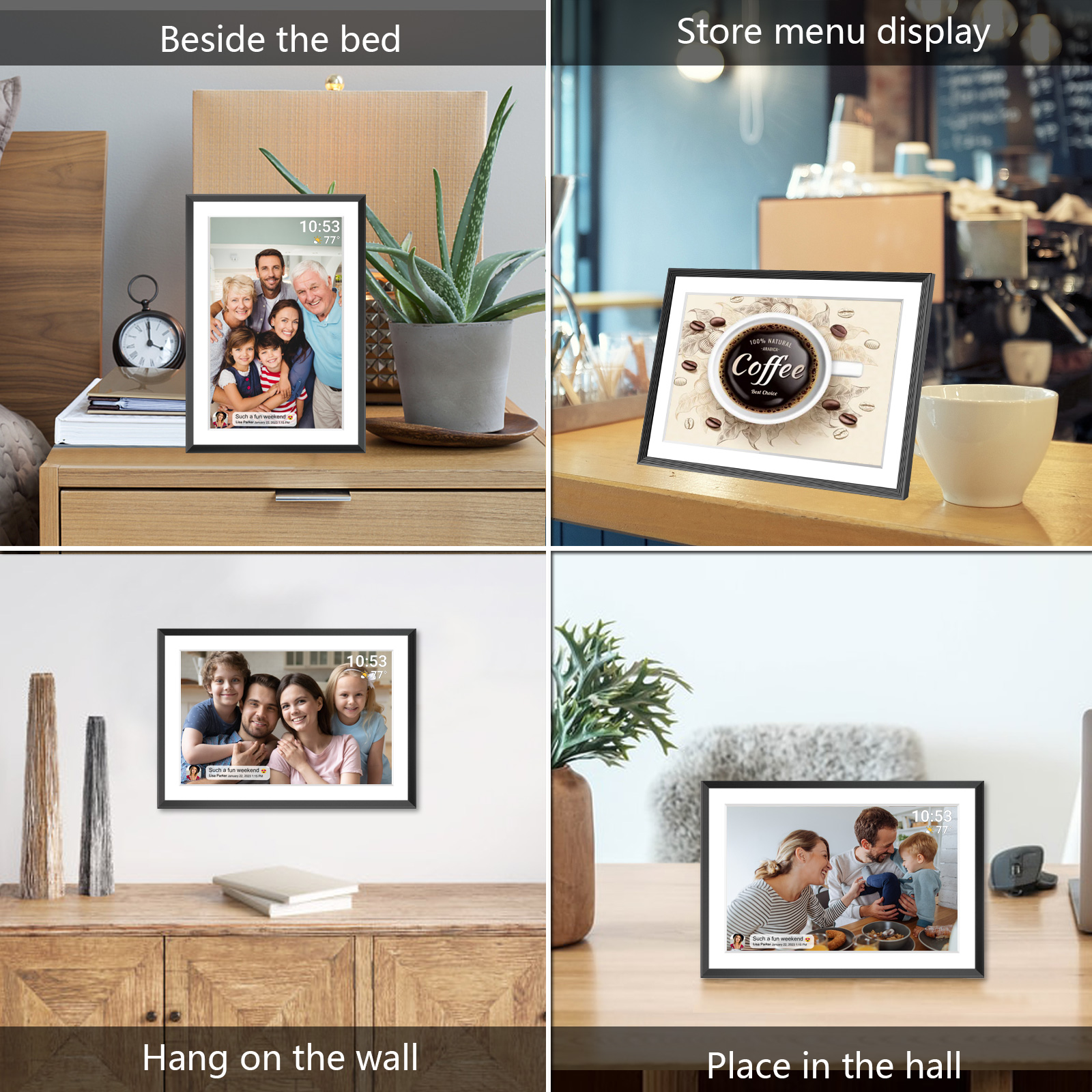 Frameo 10.1 Inch 32GB Digital Picture Frame–(Black and White), IPS HD Touch Screen, Photo Frame with Auto-Rotate Instant Share Photo/Video Sharing via Frameo App, Gift for Mom