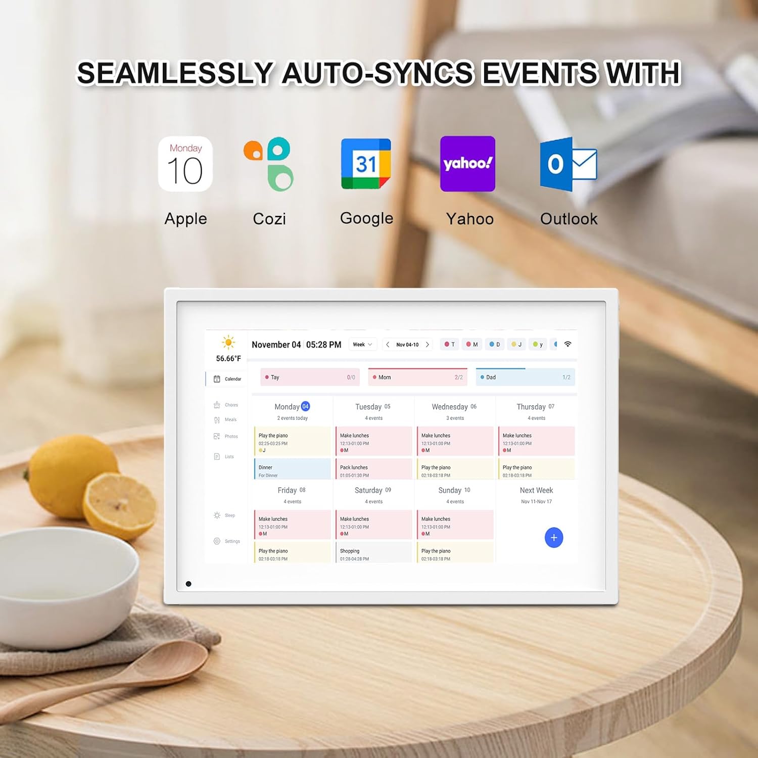 Akimart 10.1 Inch Digital Calendar, IPS HD Touch Screen Display for Family Schedules, Hearth Display Desk Smart Calendar Seamless Scheduling