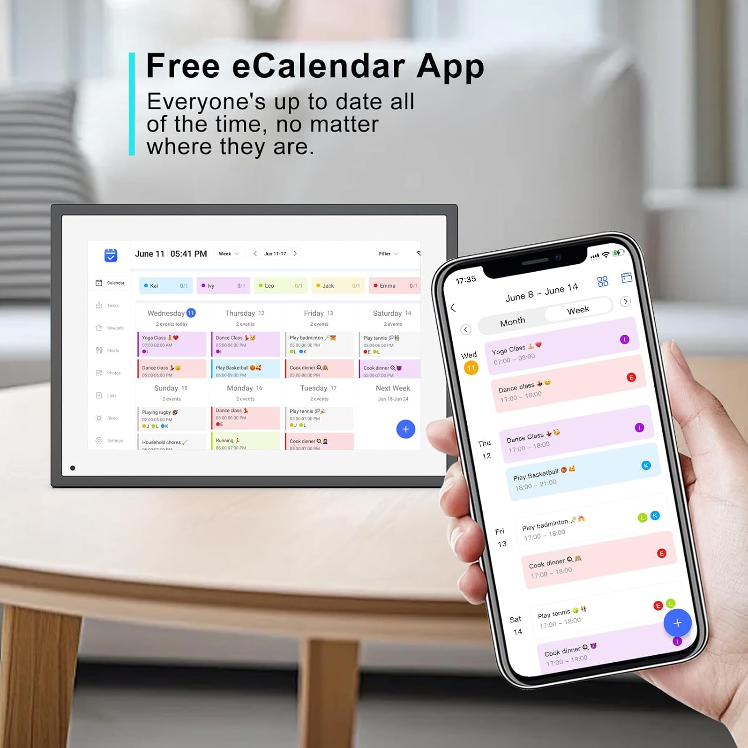 Akimart 10.1 Inch Digital Calendar, IPS HD Touch Screen Display for Family Schedules, Hearth Display Desk Smart Calendar Seamless Scheduling