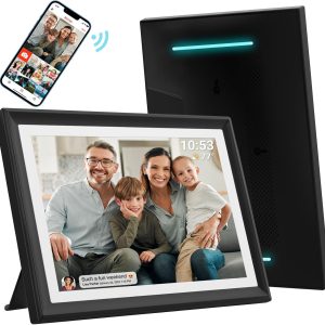 Frameo LED Light 10.1 Inch 32GB Digital Picture Frame--(Black and White), IPS HD Touch Screen, Photo Frame with Auto-Rotate Instant Share Photo/Video Sharing via Frameo App, Gift for Mom