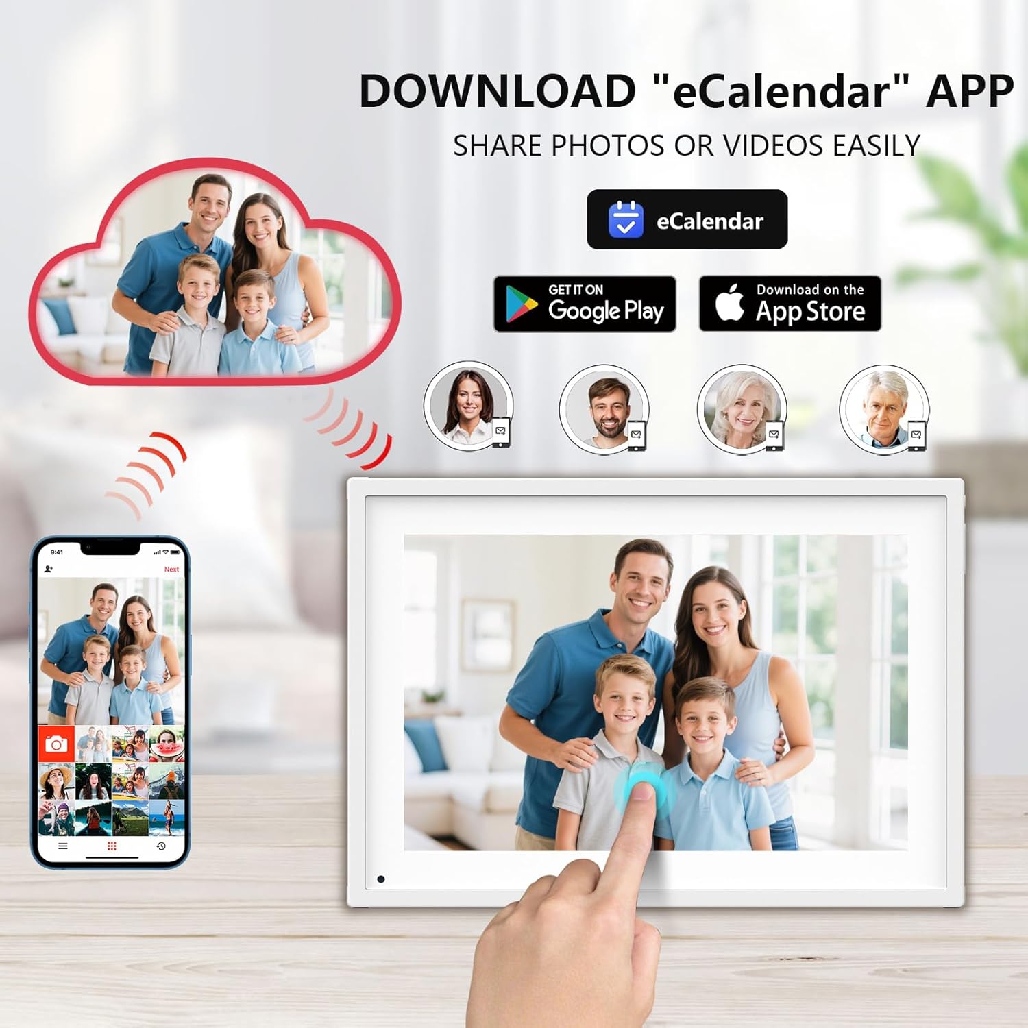 Akimart 10.1 Inch Digital Calendar, IPS HD Touch Screen Display for Family Schedules, Hearth Display Desk Smart Calendar Seamless Scheduling