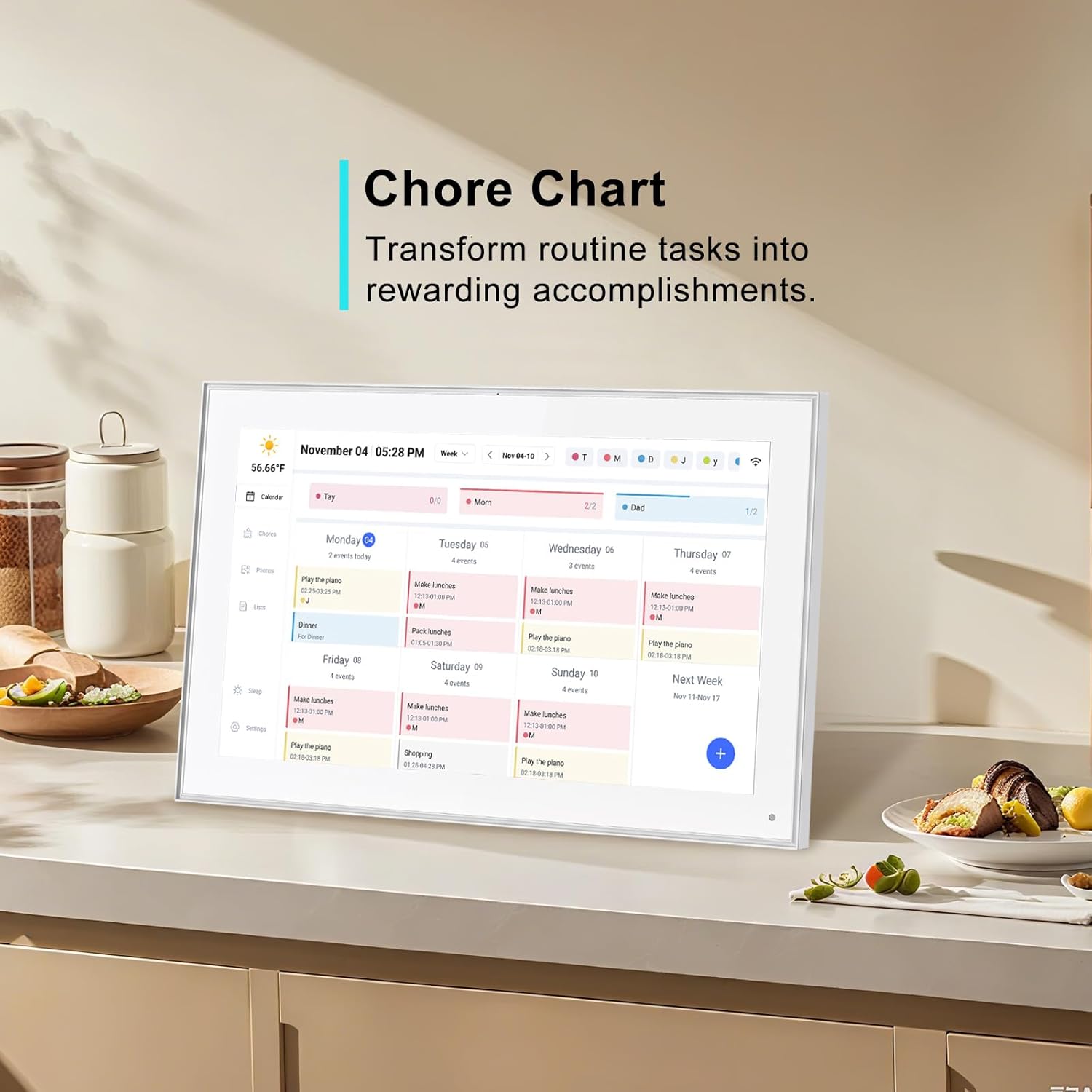 Akimart 15.6 inch Digital Calendar, IPS HD Touch Screen Display for Family Schedules, Hearth Display Desk Smart Calendar Seamless Scheduling