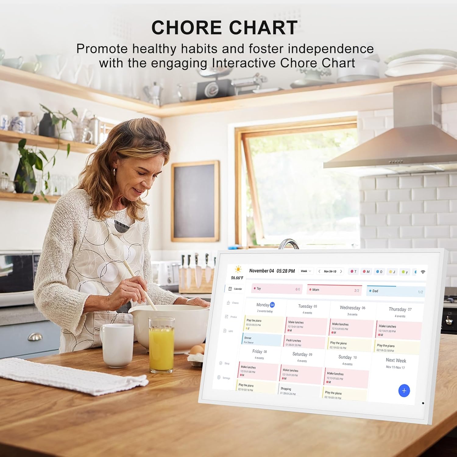 Akimart 21.5 Inch Digital Calendar, IPS HD Touch Screen Display for Family Schedules, Hearth Display Desk Smart Calendar Seamless Scheduling