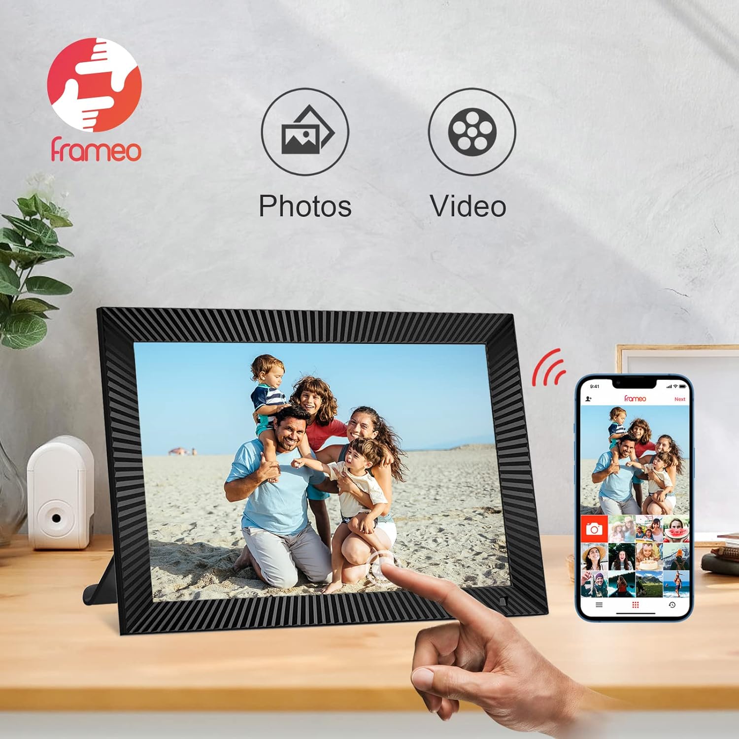 Frameo 10.1 Inch 32GB Digital Picture Frame, IPS HD Touch Screen, 32GB Storage, Photo Frame with Auto-Rotate Instant Share Photo/Video Sharing via Frameo App, Gift for Mom