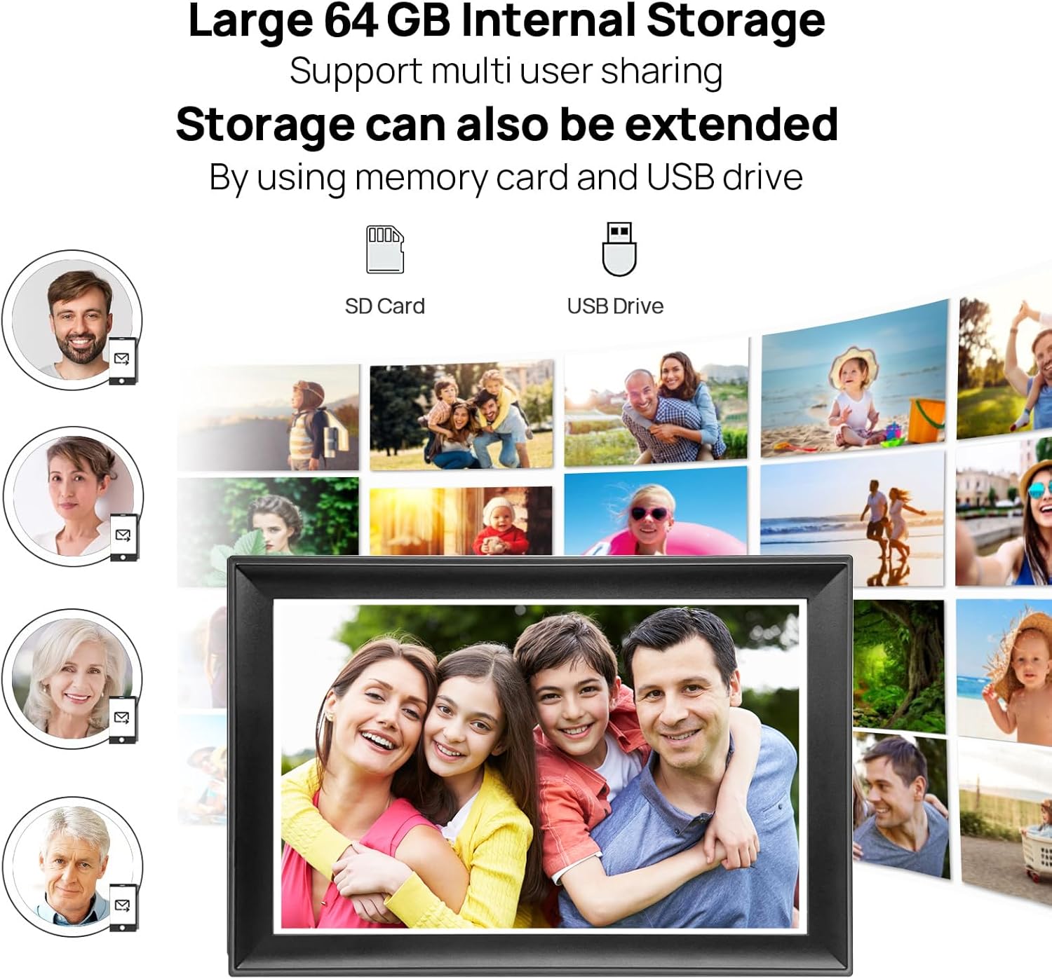 Frameo 10.1 Inch 32GB Digital Picture Frame, IPS HD Touch Screen, 32GB Storage, Photo Frame with Auto-Rotate Instant Share Photo/Video Sharing via Frameo App, Gift for Mom