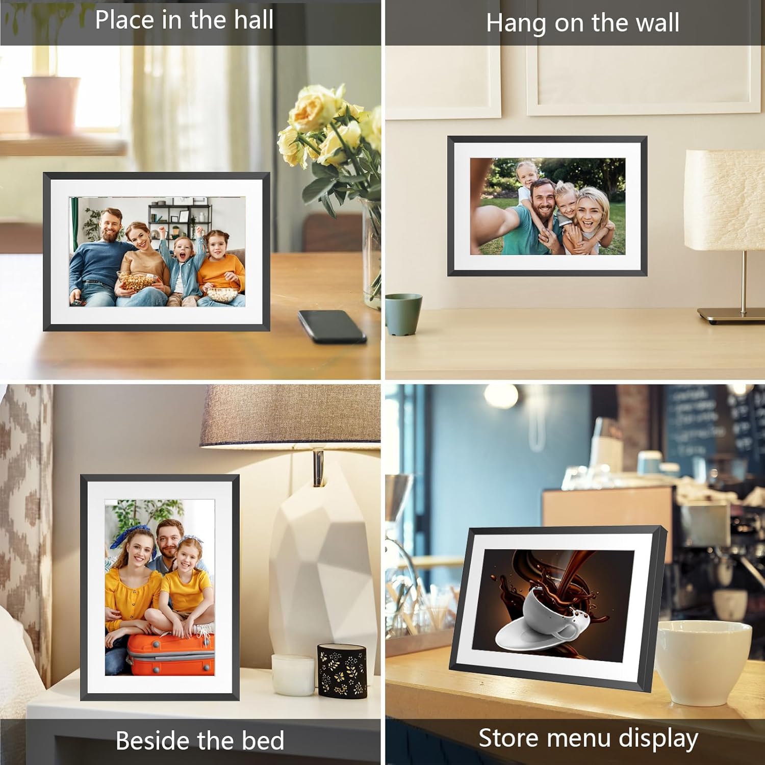 SSA WiFi Frame 10.1 Inch 32GB Digital Picture Frame-（Black and White）, IPS Touch Screen, Auto-Rotate,Send 50 Photo Unlimited,Share Photos/Videos Instantly