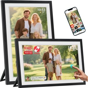 Frameo 21.5inch 32GB Digital Photo Frame with 1920x1080 FHD IPS LCD Touch Screen, Auto-Rotate, Dual-WiFi Share Photos & Videos Via Frameo App