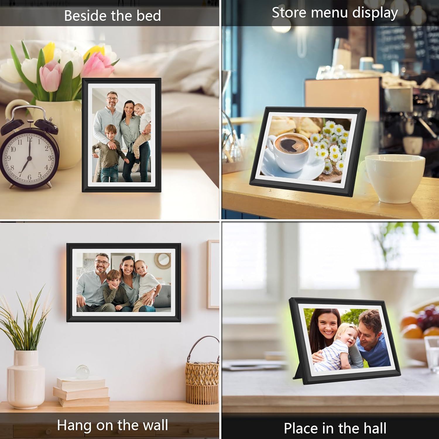 Frameo LED Light 10.1 Inch 32GB Digital Picture Frame–(Black and White), IPS HD Touch Screen, Photo Frame with Auto-Rotate Instant Share Photo/Video Sharing via Frameo App, Gift for Mom