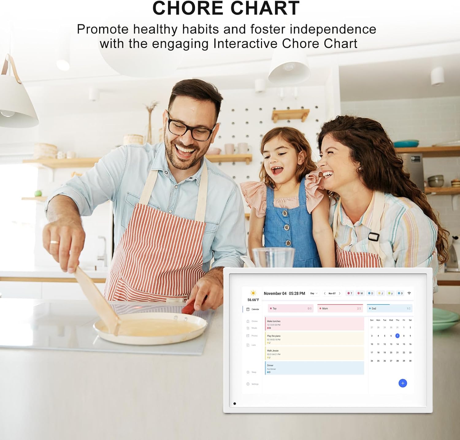 Akimart 10.1 Inch Digital Calendar, IPS HD Touch Screen Display for Family Schedules, Hearth Display Desk Smart Calendar Seamless Scheduling