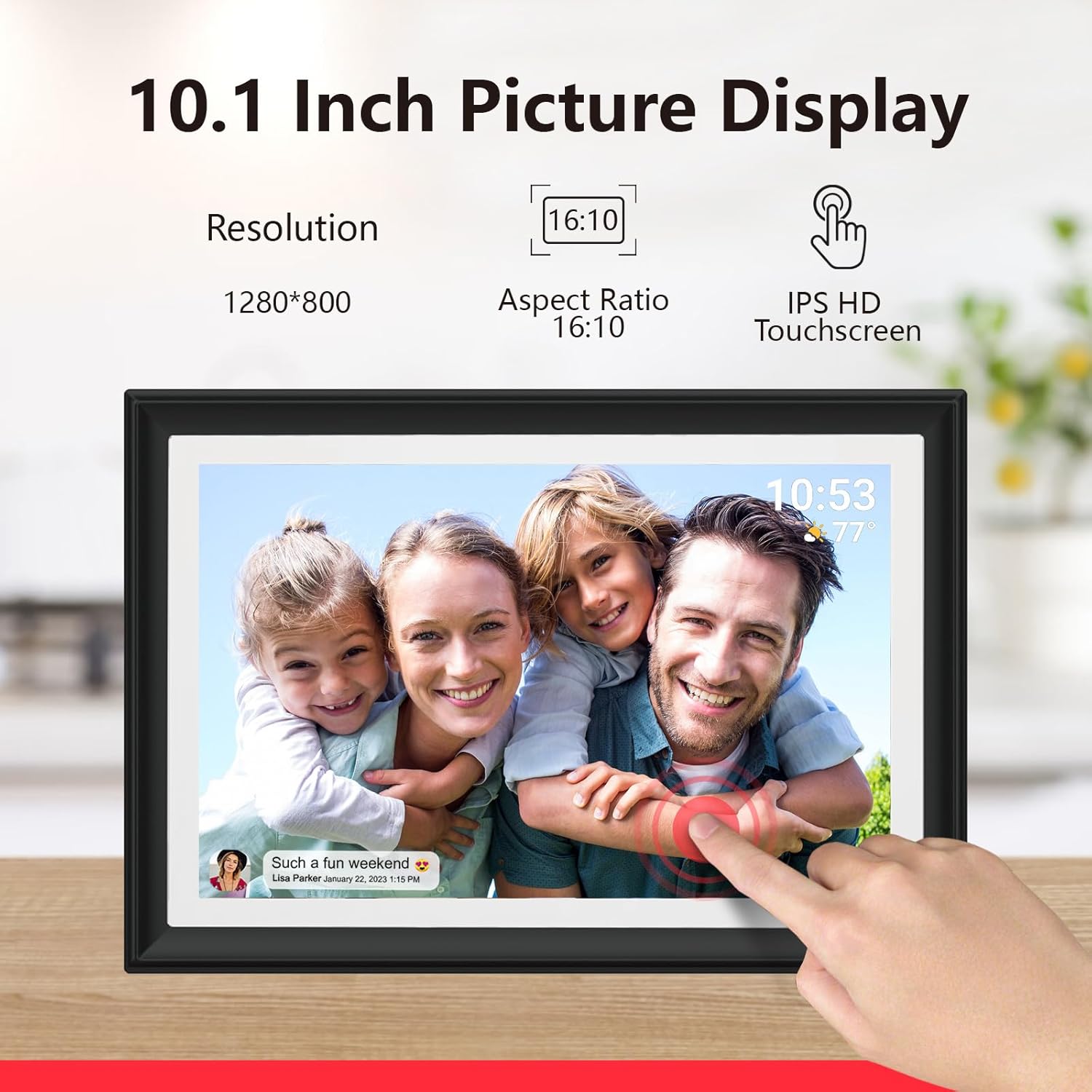Frameo LED Light 10.1 Inch 32GB Digital Picture Frame–(Black and White), IPS HD Touch Screen, Photo Frame with Auto-Rotate Instant Share Photo/Video Sharing via Frameo App, Gift for Mom