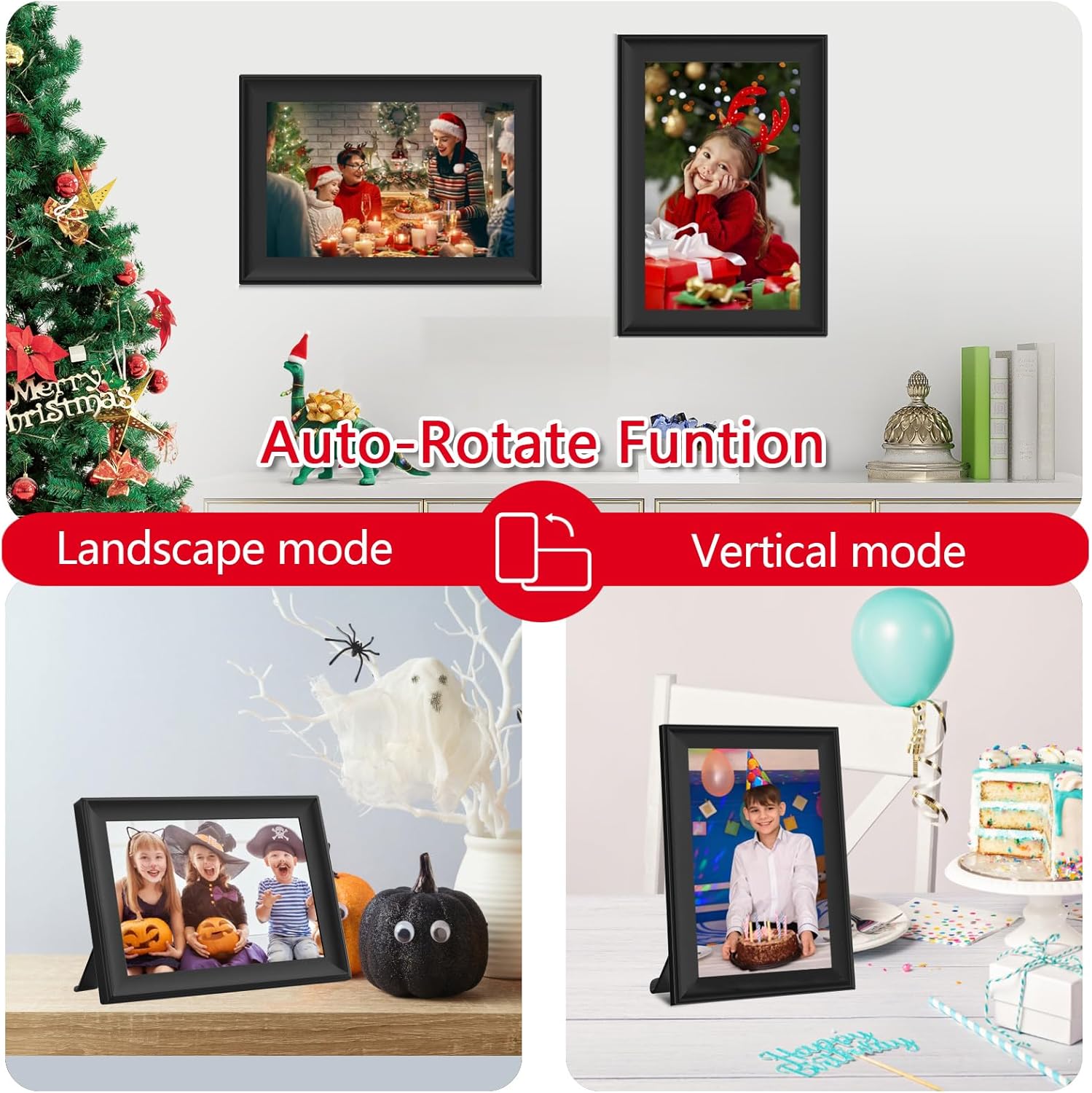 SSA WiFi Frame 10.1 Inch 32GB Digital Picture Frame, IPS Touch Screen, Auto-Rotate,Send 50 Photo Unlimited,Share Photos/Videos Instantly
