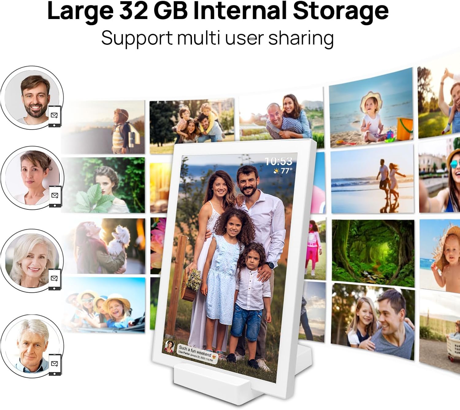 Frameo 10.1 Inch 32GB Digital Picture Frame with 5000mAh Battery,HD IPS LCD Touch Screen,Auto-Rotate Portrait and Landscape,Share Moments Instantly via Frameo App from Anywhere