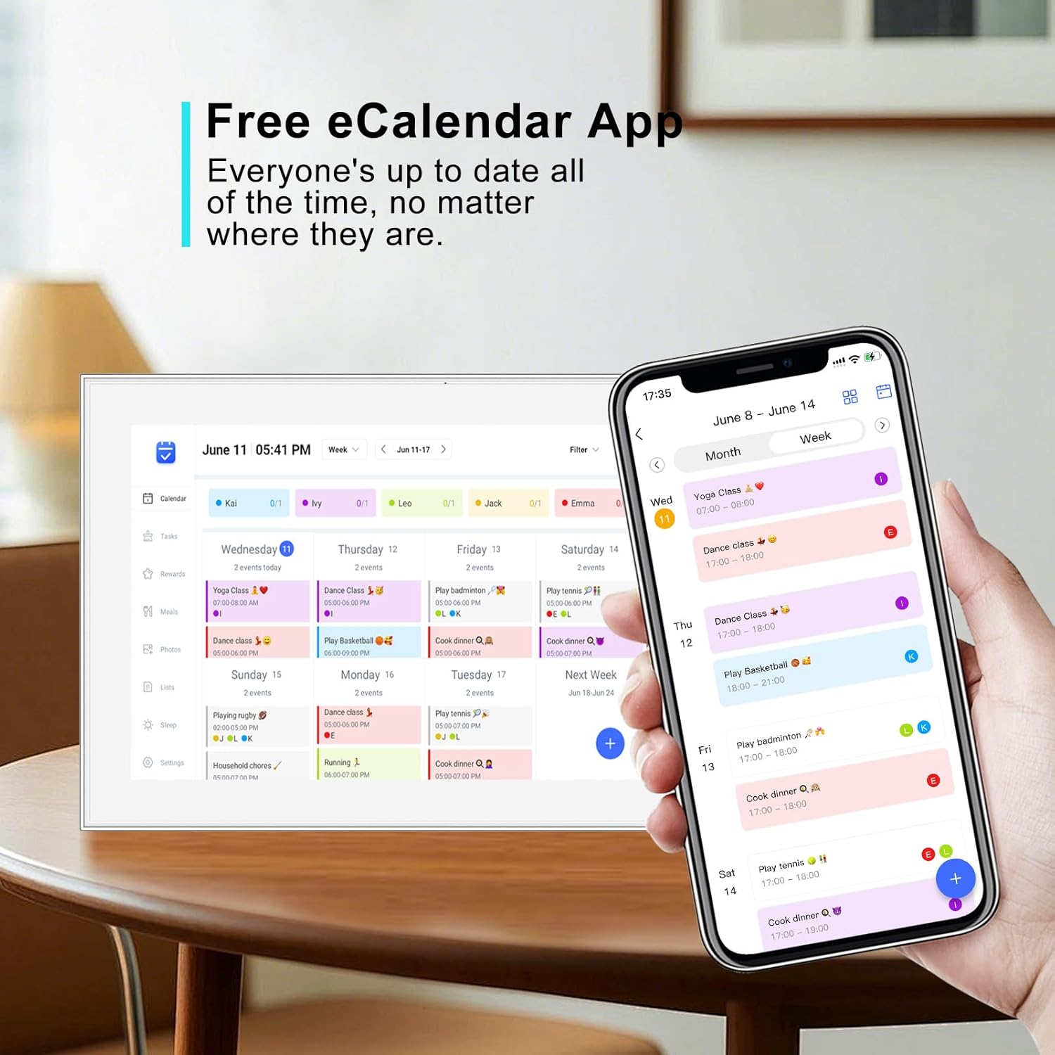 Akimart 15.6 inch Digital Calendar, IPS HD Touch Screen Display for Family Schedules, Hearth Display Desk Smart Calendar Seamless Scheduling