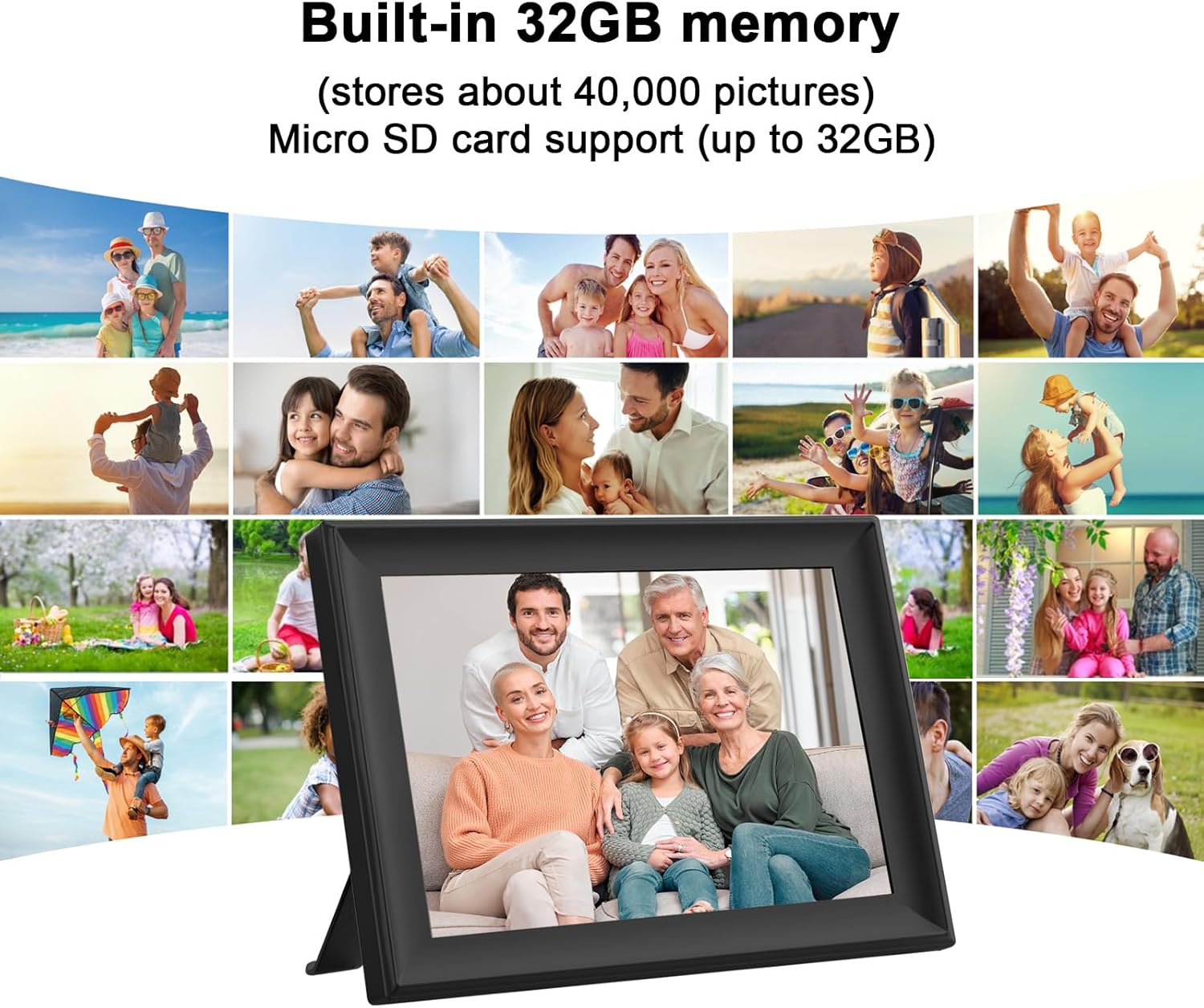 SSA WiFi Frame 10.1 Inch 32GB Digital Picture Frame, IPS Touch Screen, Auto-Rotate,Send 50 Photo Unlimited,Share Photos/Videos Instantly