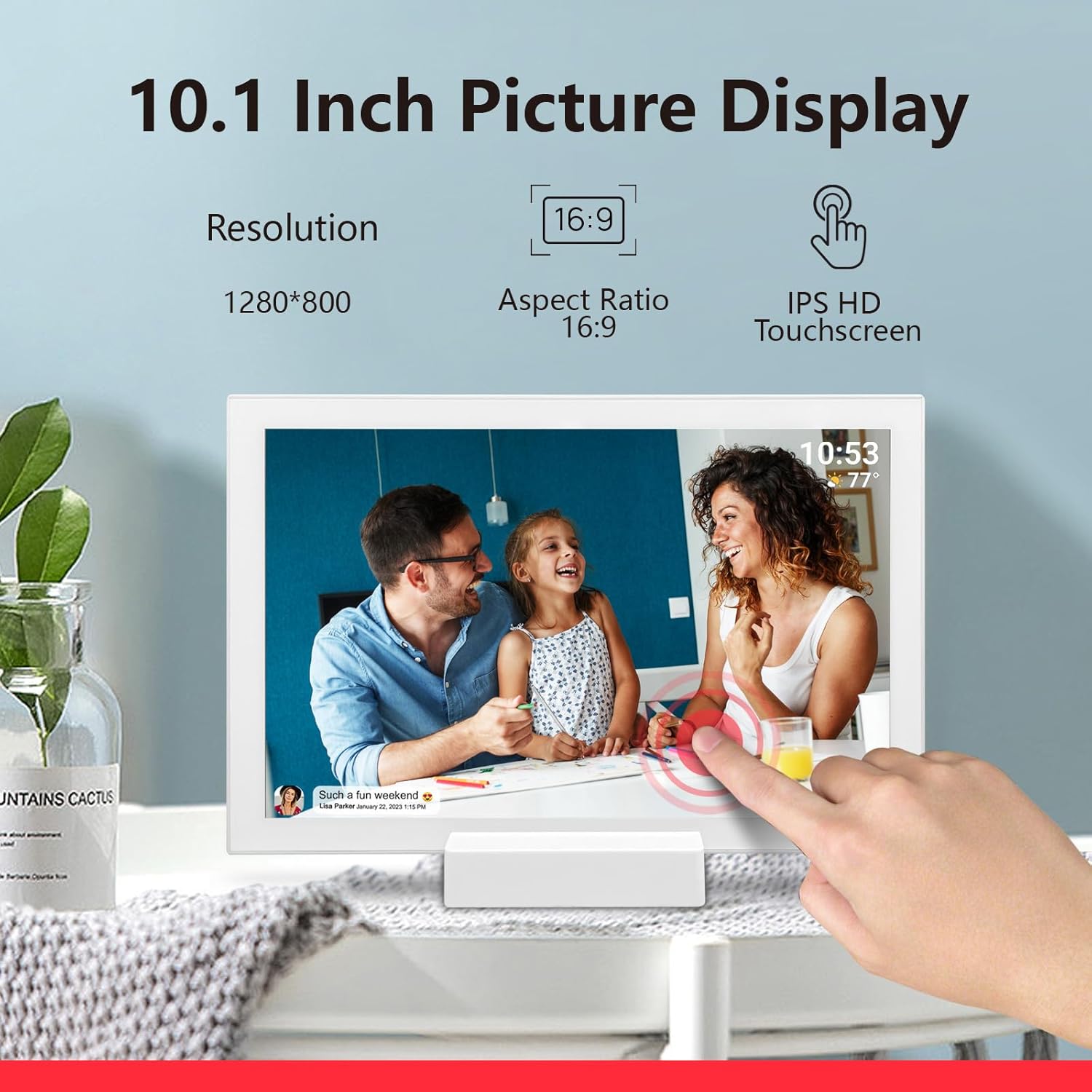 Frameo 10.1 Inch 32GB Digital Picture Frame with 5000mAh Battery,HD IPS LCD Touch Screen,Auto-Rotate Portrait and Landscape,Share Moments Instantly via Frameo App from Anywhere