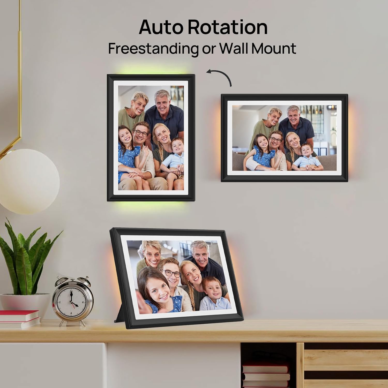 Frameo LED Light 10.1 Inch 32GB Digital Picture Frame–(Black and White), IPS HD Touch Screen, Photo Frame with Auto-Rotate Instant Share Photo/Video Sharing via Frameo App, Gift for Mom