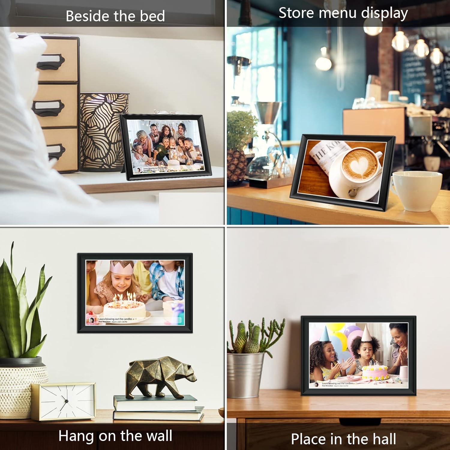 Frameo 10.1 Inch 32GB Digital Picture Frame, IPS HD Touch Screen, 32GB Storage, Photo Frame with Auto-Rotate Instant Share Photo/Video Sharing via Frameo App, Gift for Mom