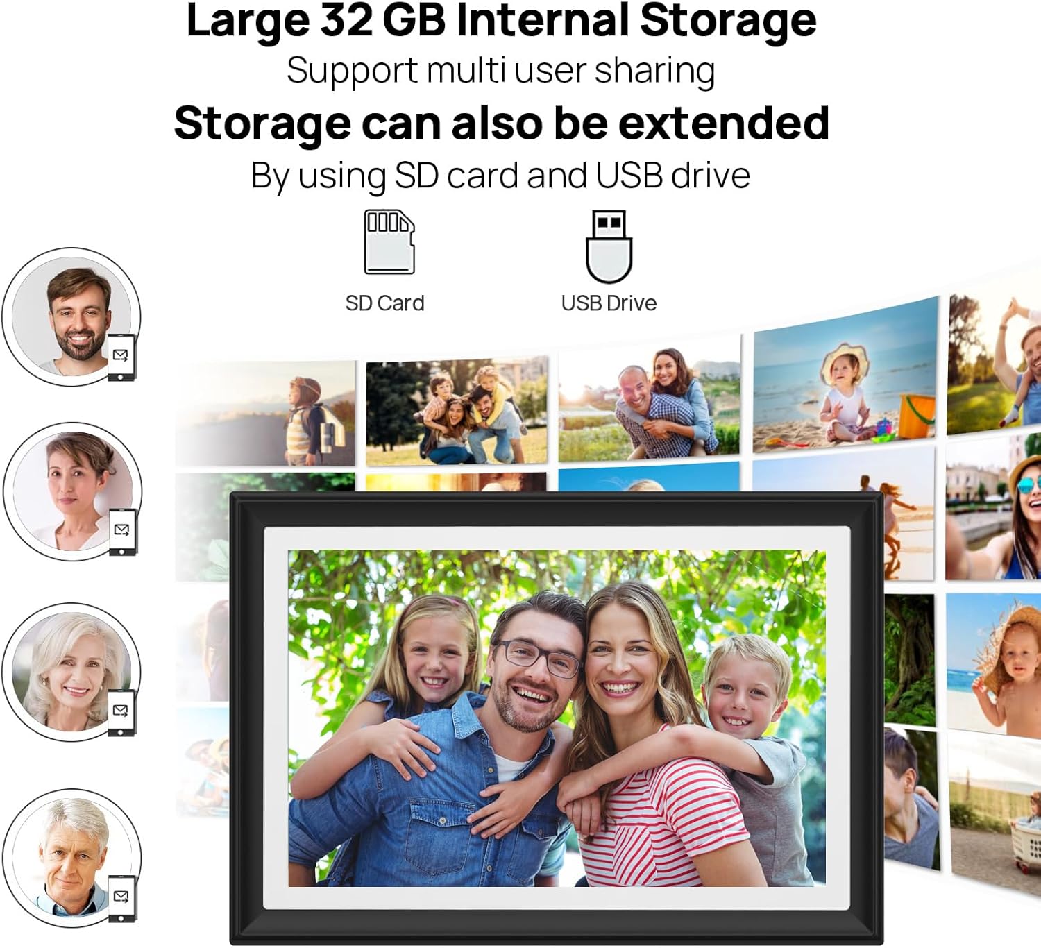 Frameo LED Light 10.1 Inch 32GB Digital Picture Frame–(Black and White), IPS HD Touch Screen, Photo Frame with Auto-Rotate Instant Share Photo/Video Sharing via Frameo App, Gift for Mom