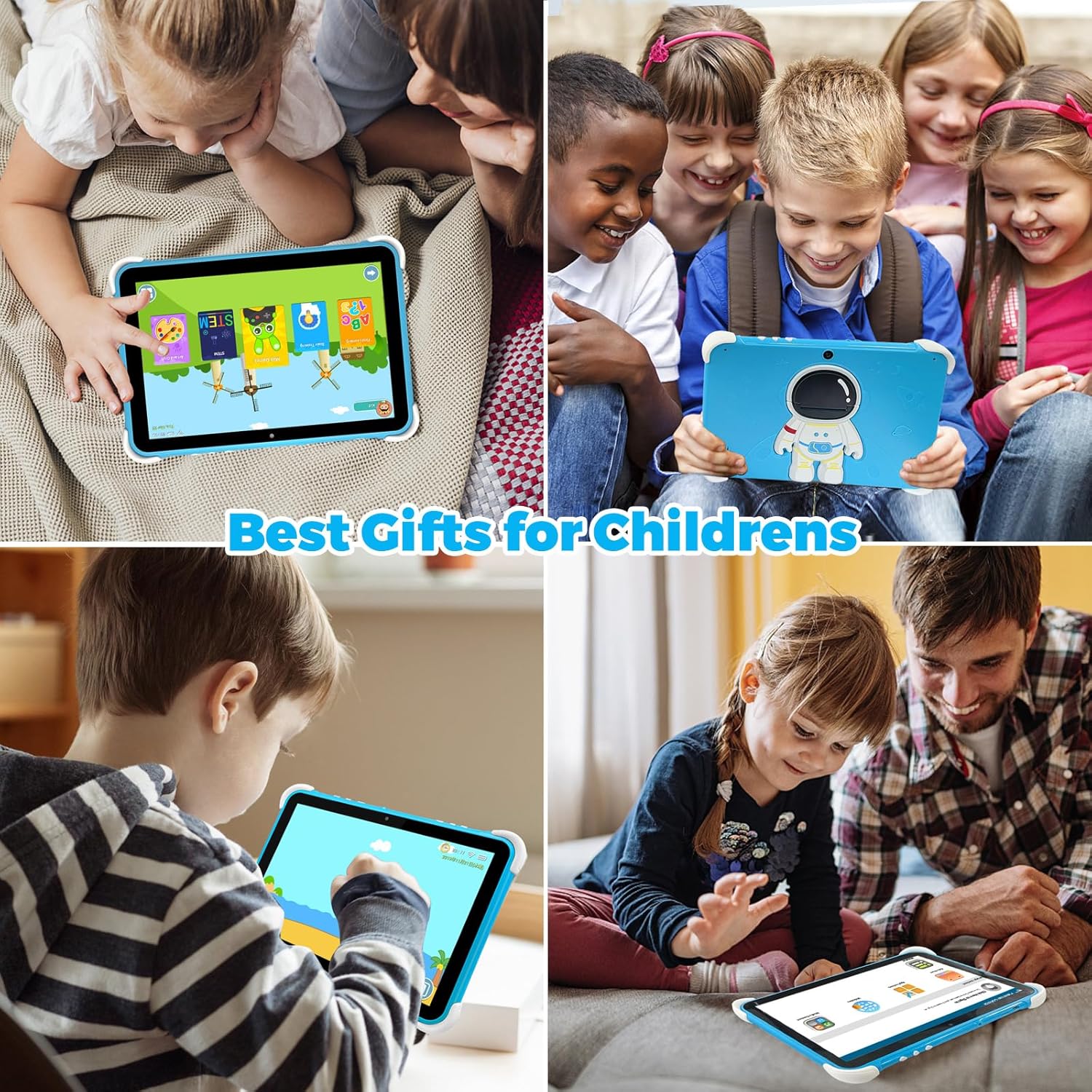 10 Inch Kids Tablet ,Android 14,3GB+64GB,8-Core CPU,2.4/5G WiFi WiFi 6,12H Battery Life,Parental Control,1280×800 HD Display,Dual Cameras,Shockproof Case,Pre-Installed Educational Apps