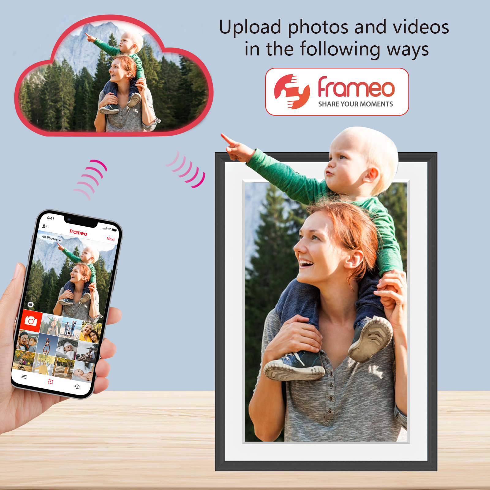 Frameo 10.1 Inch 32GB Digital Picture Frame–(Black and White), IPS HD Touch Screen, Photo Frame with Auto-Rotate Instant Share Photo/Video Sharing via Frameo App, Gift for Mom