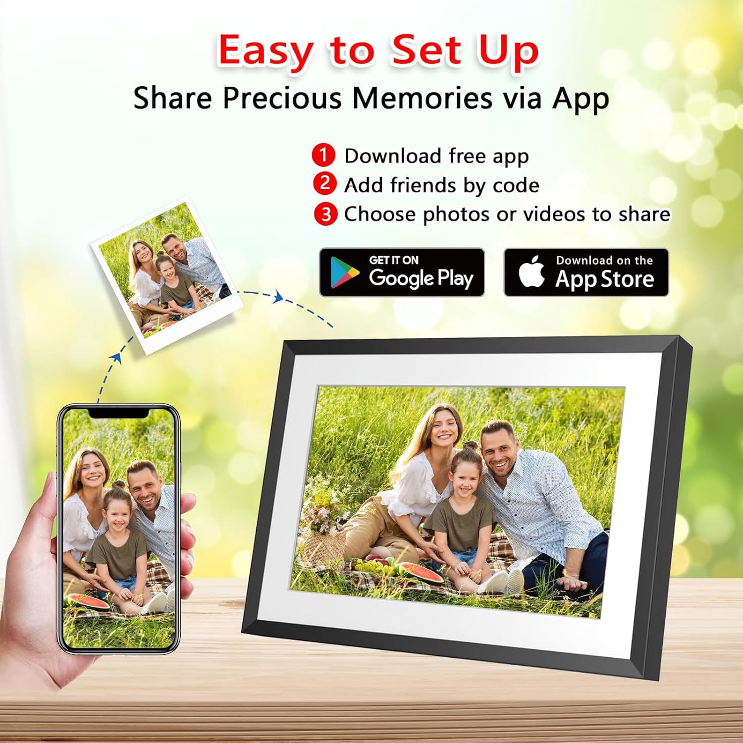 SSA WiFi Frame 10.1 Inch 32GB Digital Picture Frame-（Black and White）, IPS Touch Screen, Auto-Rotate,Send 50 Photo Unlimited,Share Photos/Videos Instantly