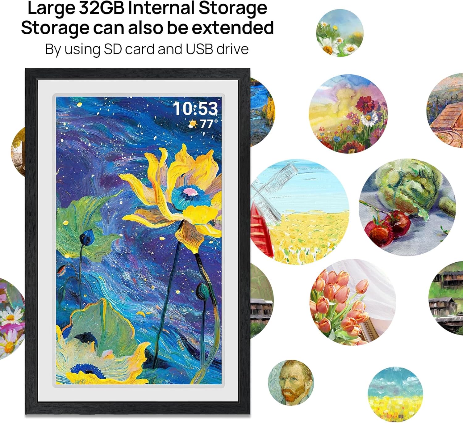 Frameo 21.5inch 32GB Digital Photo Frame with 1920×1080 FHD IPS LCD Touch Screen, Auto-Rotate, Dual-WiFi Share Photos & Videos Via Frameo App