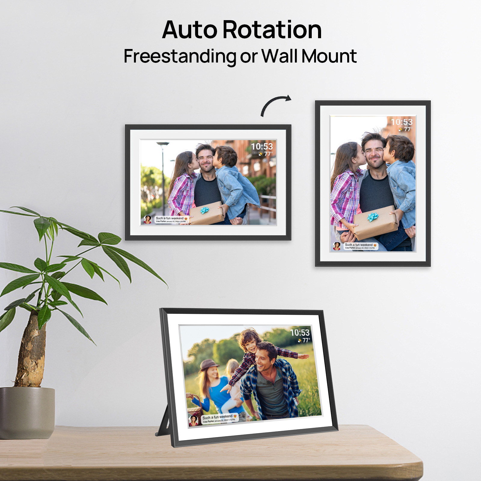 Frameo 10.1 Inch 32GB Digital Picture Frame–(Black and White), IPS HD Touch Screen, Photo Frame with Auto-Rotate Instant Share Photo/Video Sharing via Frameo App, Gift for Mom