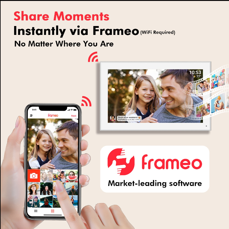 Akimart 15.6 Inch Frameo Digital Picture Frame WiFi, 1920×1080 IPS FHD Touch Screen Large Electronic Photo Frames, Send Photos from Your Phone from Anywhere, Best Gifts for Parents and Grandparents