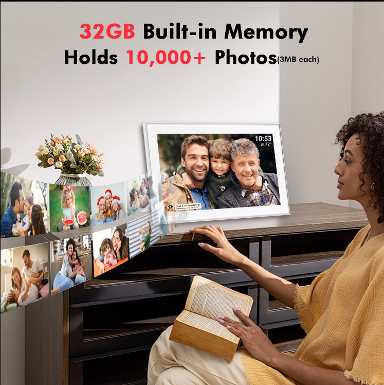 Akimart 15.6 Inch Frameo Digital Picture Frame WiFi, 1920×1080 IPS FHD Touch Screen Large Electronic Photo Frames, Send Photos from Your Phone from Anywhere, Best Gifts for Parents and Grandparents