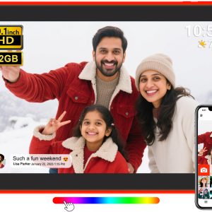 AKImart 10.1 inch Edge-Light  Digital Photo Frame, IPS Display, AI Color-Changing LED Strip Digital Photo Frame, Quick Share Photos/Videos, Easy Setup in Frameo App, Best Digital Frame for Gifting