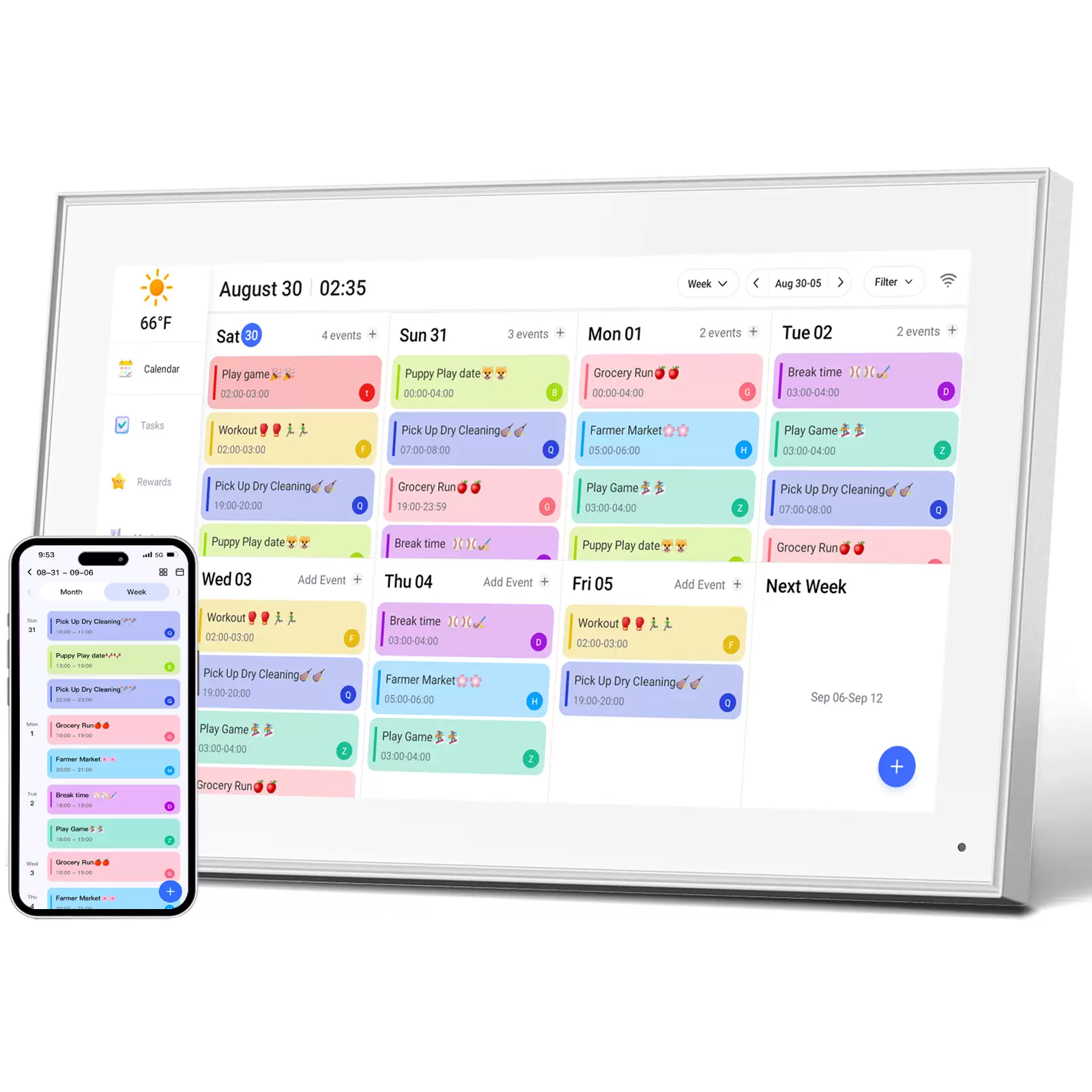 Akimart 10.1 Inch Digital Calendar, IPS HD Touch Screen Display for Family Schedules, Hearth Display Desk Smart Calendar Seamless Scheduling