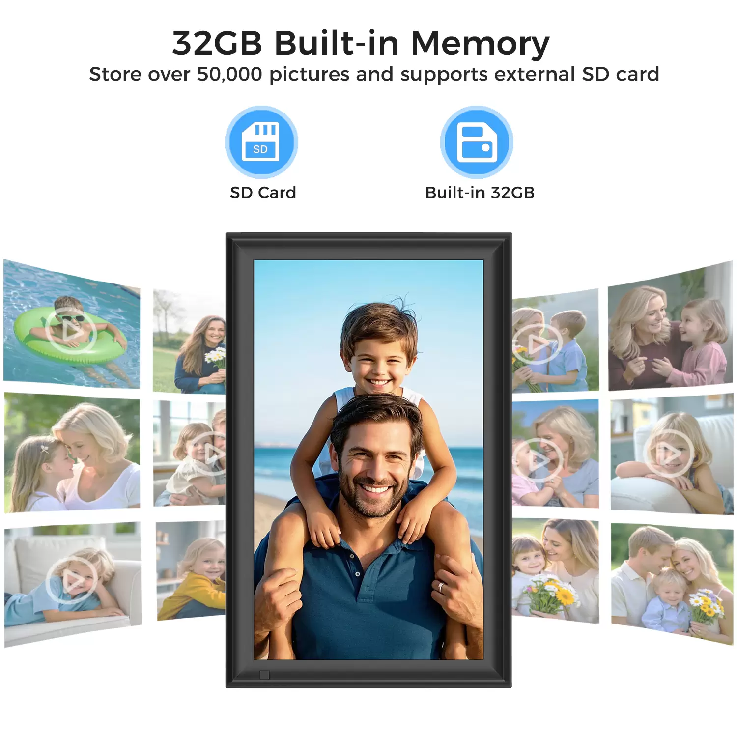 Frameo 15.6 Inch 32GB Digital Picture Frame, IPS HD Touch Screen, 32GB Storage, Photo Frame with Auto-Rotate Instant Share Photo/Video Sharing via Frameo App, Gift for Mom