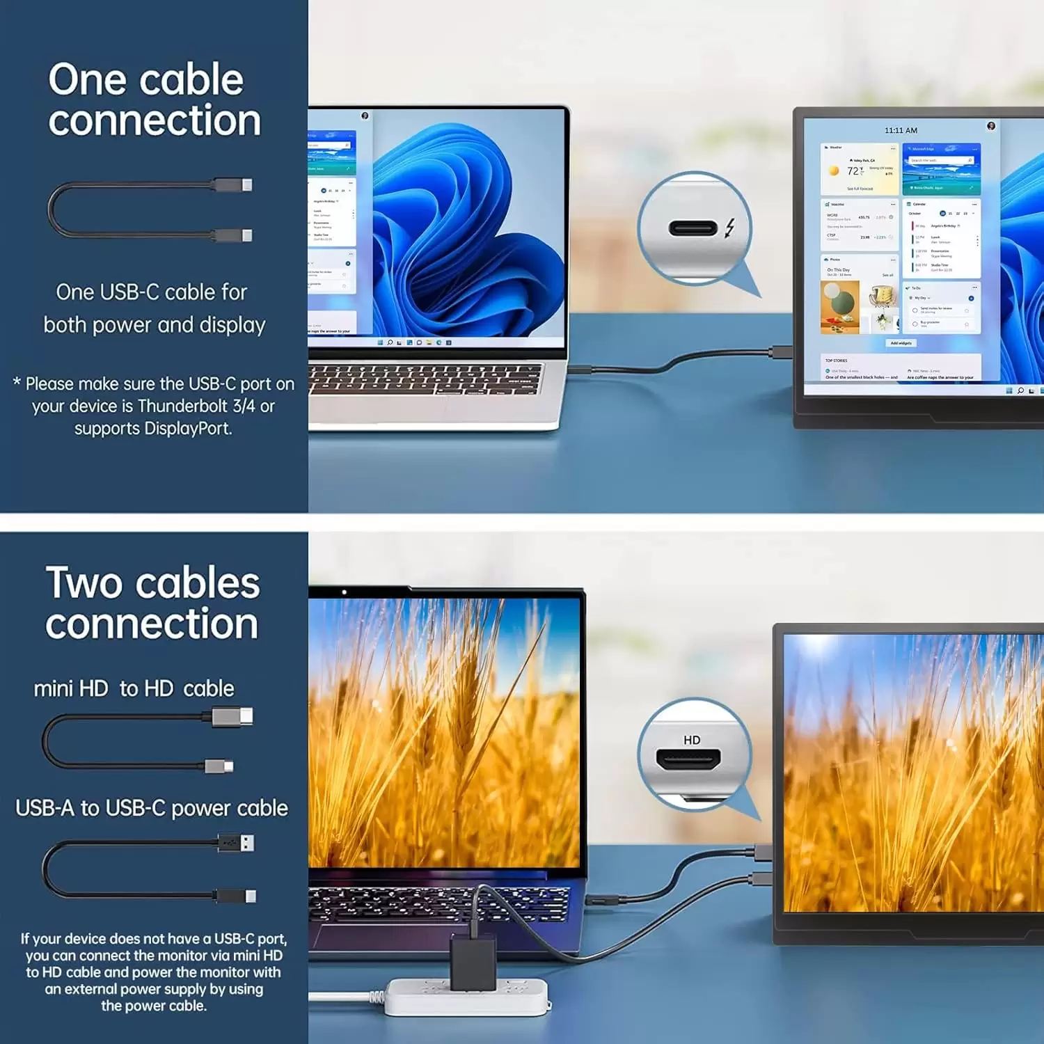 moonka 10.5inch Portable Monitor 1920x1280P FHD IPS Screen USB-C Laptop Second External for Laptop,PC,Mac Phone,PS,Swich,IPS Ultra-Thin Zero Frame Gaming Monitor/Premium Smart Cover