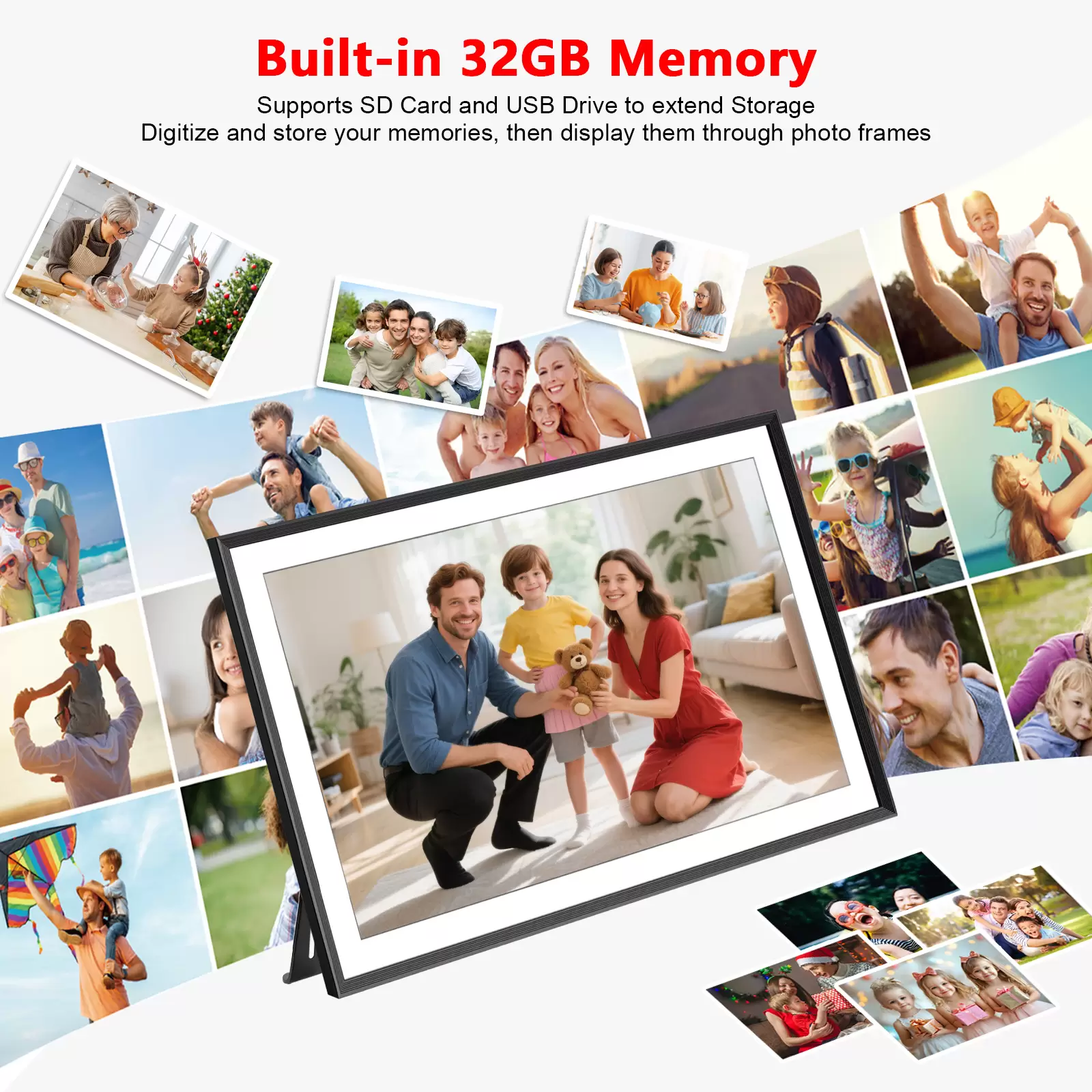 Akimart 15.6 Inch Frameo Digital Picture Frame WiFi, 1920×1080 IPS FHD Touch Screen Large Electronic Photo Frames, Send Photos from Your Phone from Anywhere, Best Gifts for Parents and Grandparents
