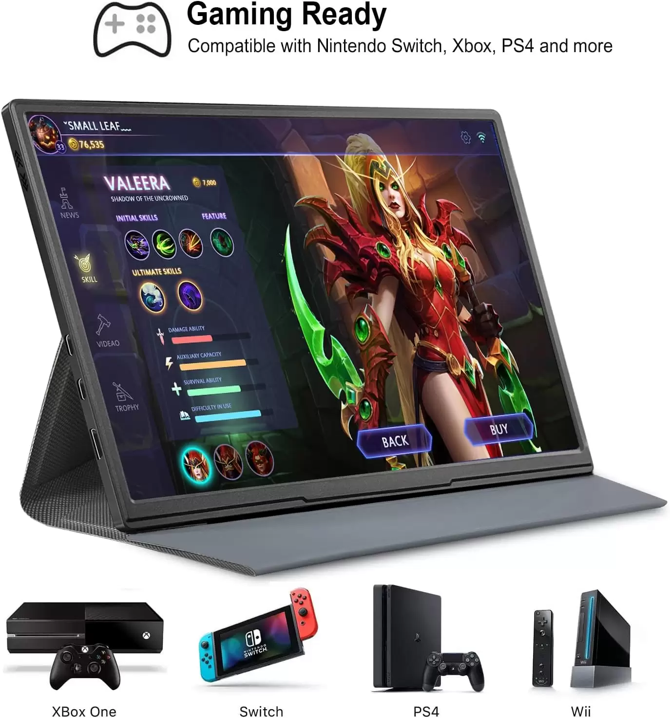 moonka 10.5inch Portable Monitor 1920x1280P FHD IPS Screen USB-C Laptop Second External for Laptop,PC,Mac Phone,PS,Swich,IPS Ultra-Thin Zero Frame Gaming Monitor/Premium Smart Cover