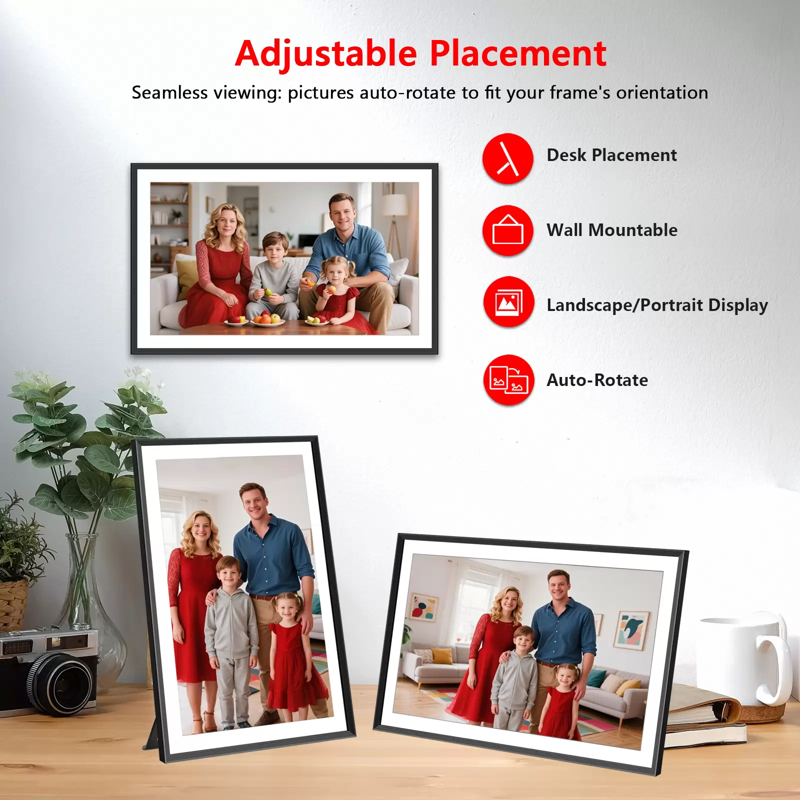 Akimart 15.6 Inch Frameo Digital Picture Frame WiFi, 1920×1080 IPS FHD Touch Screen Large Electronic Photo Frames, Send Photos from Your Phone from Anywhere, Best Gifts for Parents and Grandparents