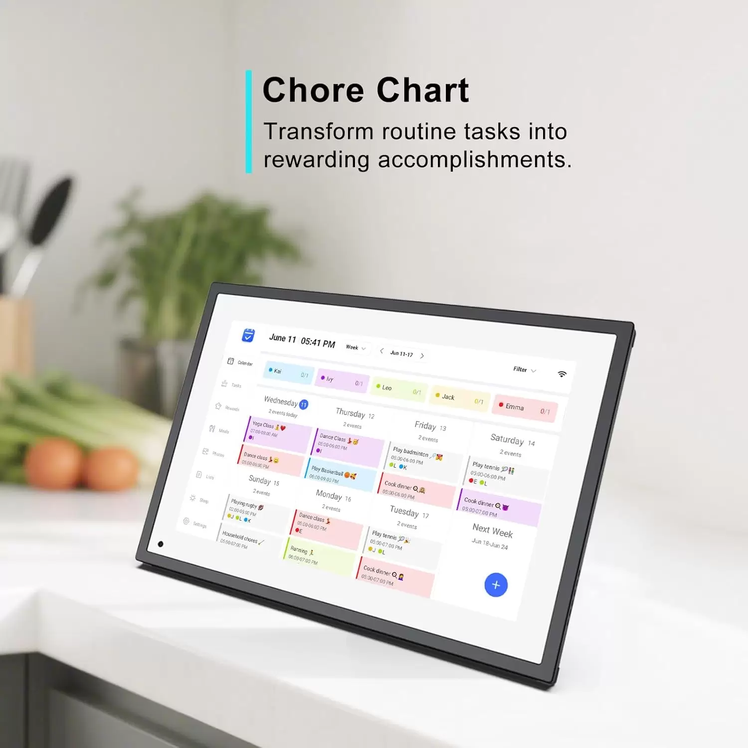 Akimart 10.1 Inch Digital Calendar, IPS HD Touch Screen Display for Family Schedules, Hearth Display Desk Smart Calendar Seamless Scheduling
