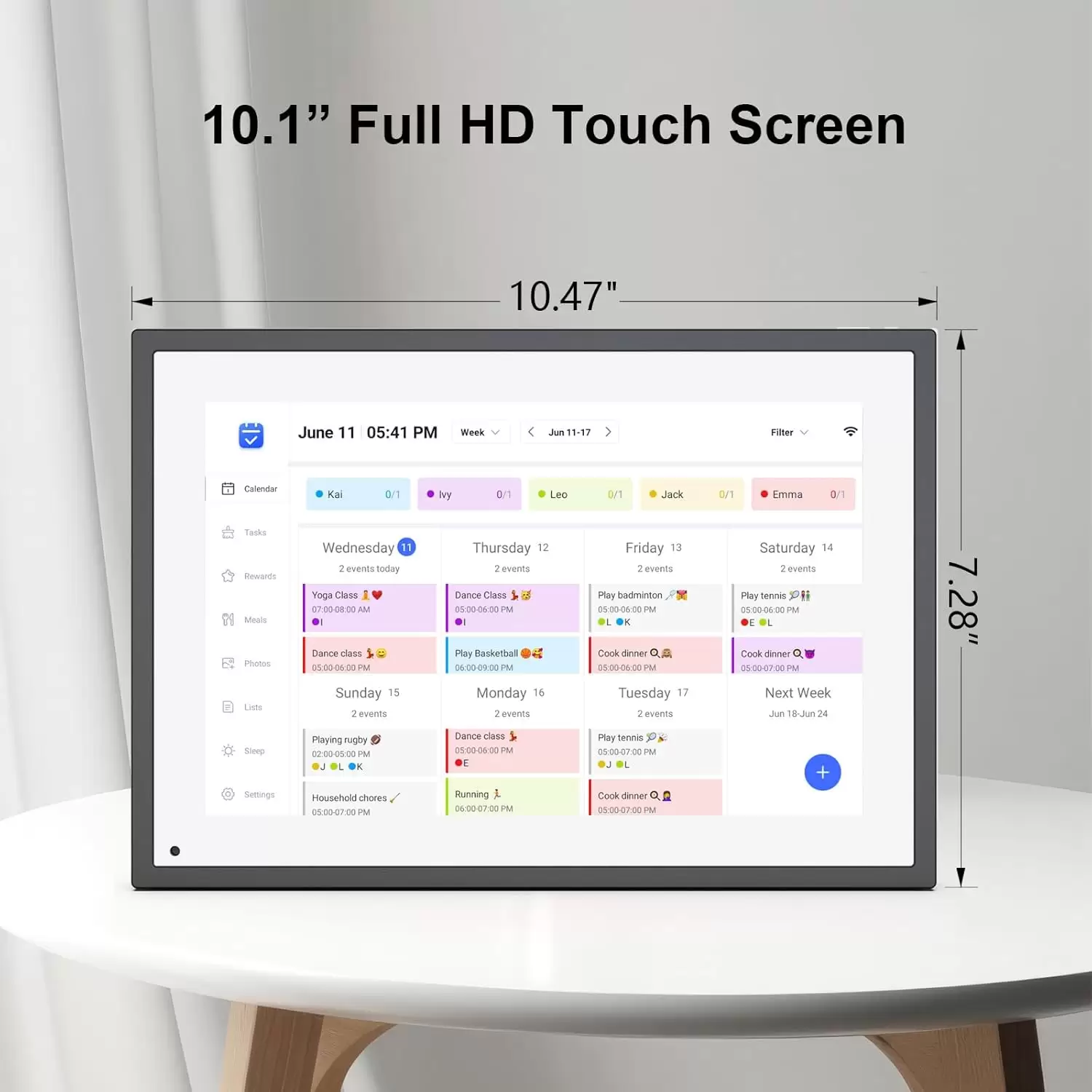 Akimart 10.1 Inch Digital Calendar, IPS HD Touch Screen Display for Family Schedules, Hearth Display Desk Smart Calendar Seamless Scheduling