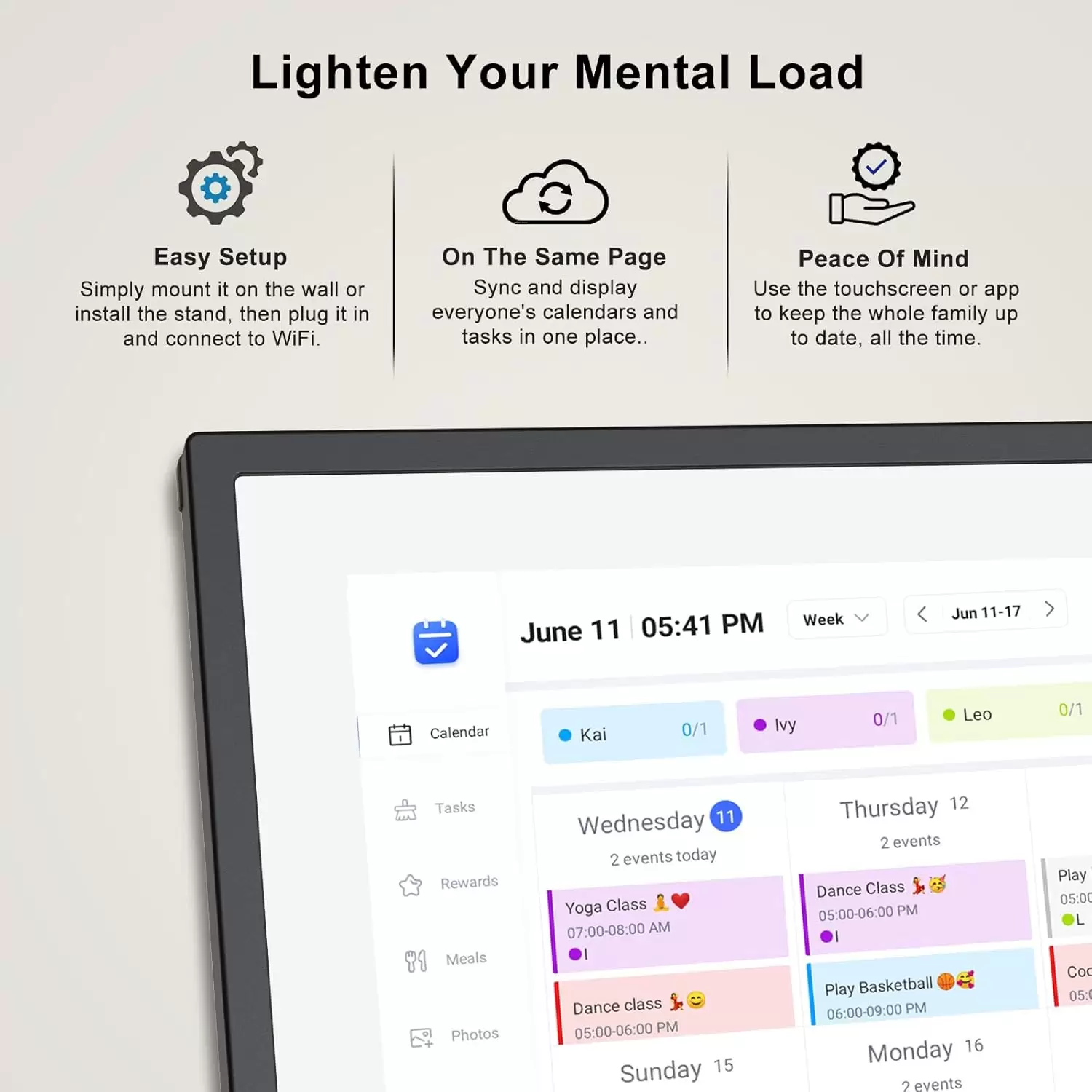 Akimart 10.1 Inch Digital Calendar, IPS HD Touch Screen Display for Family Schedules, Hearth Display Desk Smart Calendar Seamless Scheduling