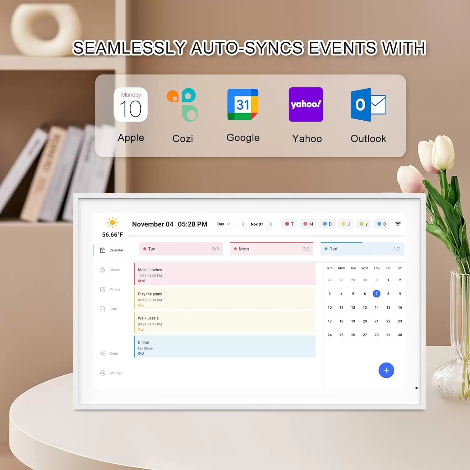 Akimart 21.5 Inch Digital Calendar, IPS HD Touch Screen Display for Family Schedules, Hearth Display Desk Smart Calendar Seamless Scheduling