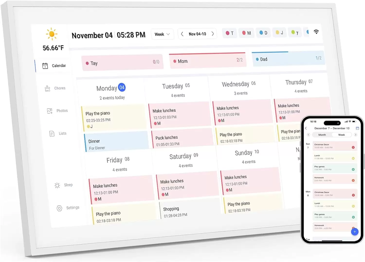 Akimart 21.5 Inch Digital Calendar, IPS HD Touch Screen Display for Family Schedules, Hearth Display Desk Smart Calendar Seamless Scheduling