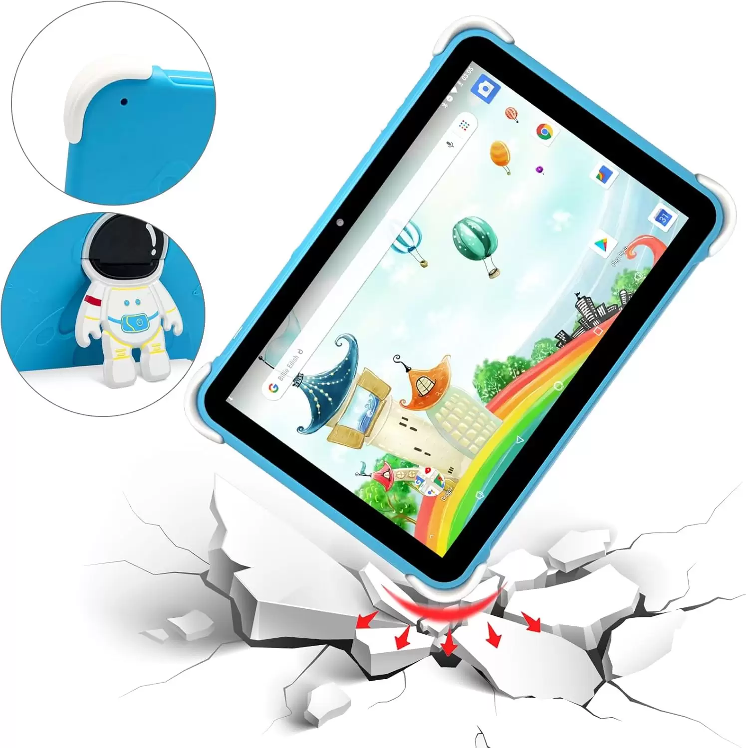 10 Inch Kids Tablet ,Android 14,3GB+64GB,8-Core CPU,2.4/5G WiFi WiFi 6,12H Battery Life,Parental Control,1280×800 HD Display,Dual Cameras,Shockproof Case,Pre-Installed Educational Apps