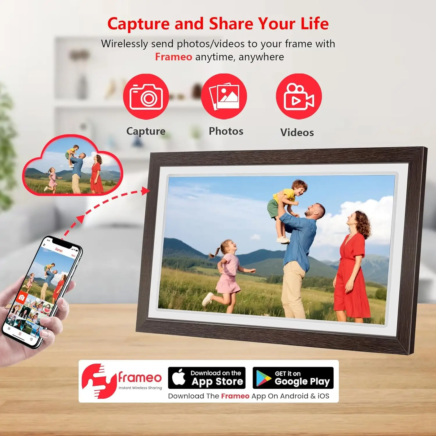Frameo 21.5 Inch 64GB Digital Picture Frame, IPS HD Touch Screen, Photo Frame with Auto-Rotate Instant Share Photo/Video Sharing via Frameo App, Gift for Mom
