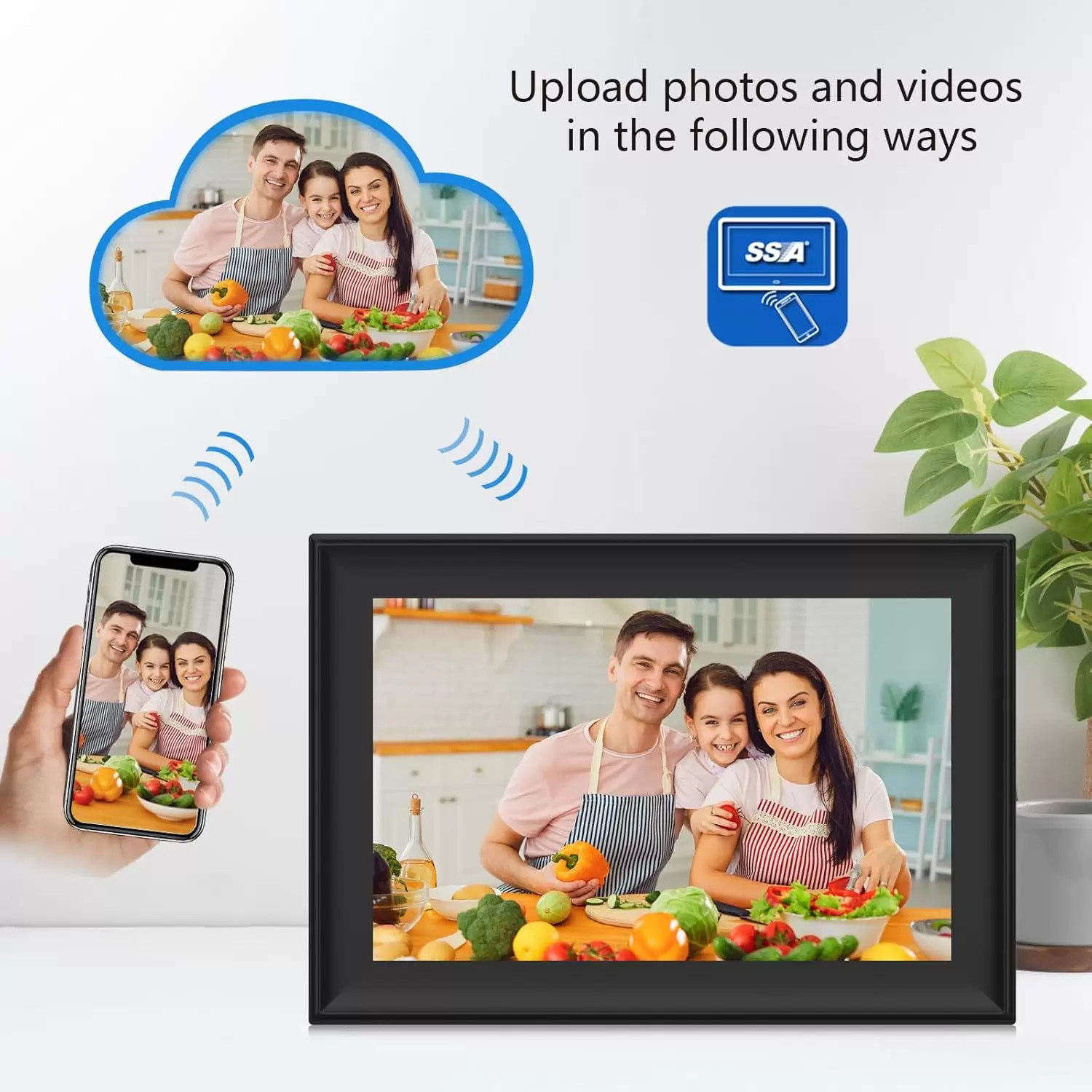 SSA WiFi Frame 10.1 Inch 32GB Digital Picture Frame, IPS Touch Screen, Auto-Rotate,Send 50 Photo Unlimited,Share Photos/Videos Instantly